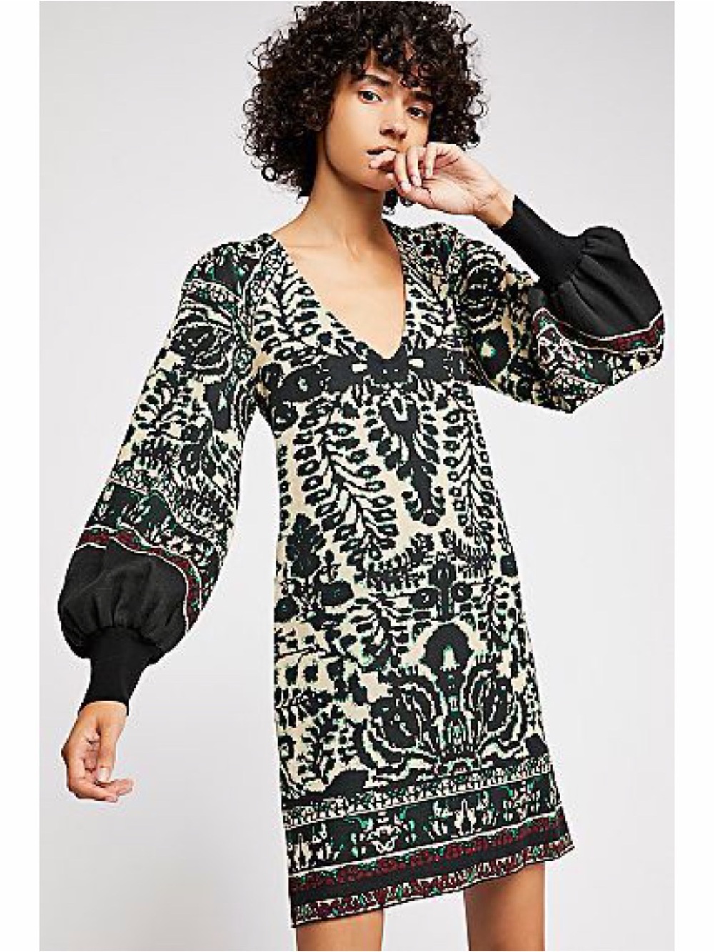 Free People Music & Lyrics Balloon Sleeve Knit Sweater Dress XS